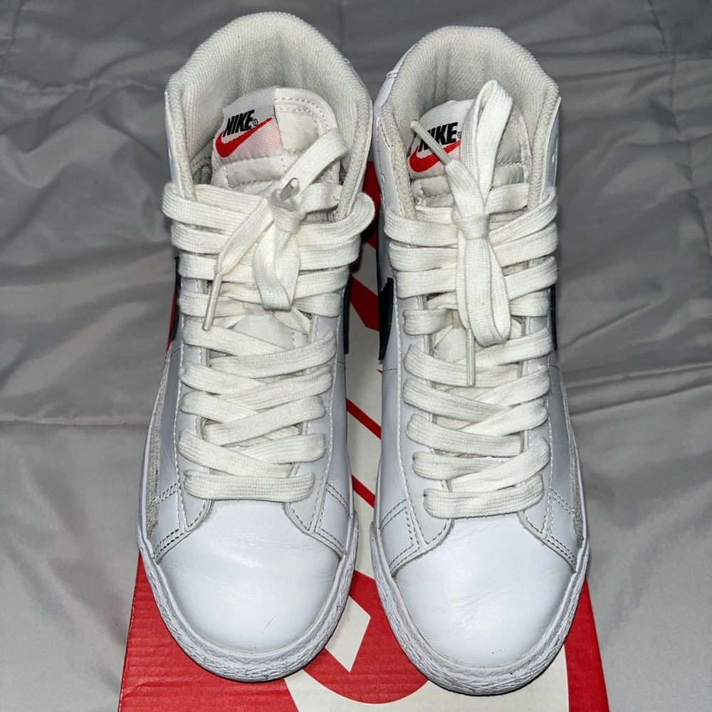 Nike White and Red High-Top Sneakers